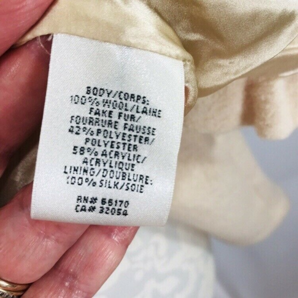 New Anthropologie M Faux Fur Jacket Cream Wool NWT - Picture 8 of 8